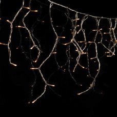 Ασύμμετρη Κουρτίνα LED Επεκτεινόμενη Εξωτερικού Χώρου, με 150 Λευκά Θερμά Λαμπάκια και Διάφανο Καλώδιο 31V (3m)